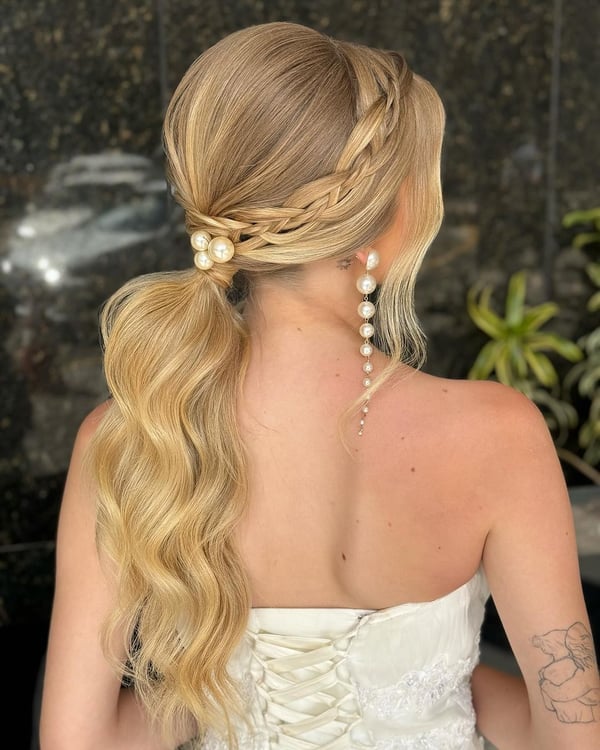 Braided Pearl Ponytail Perfection